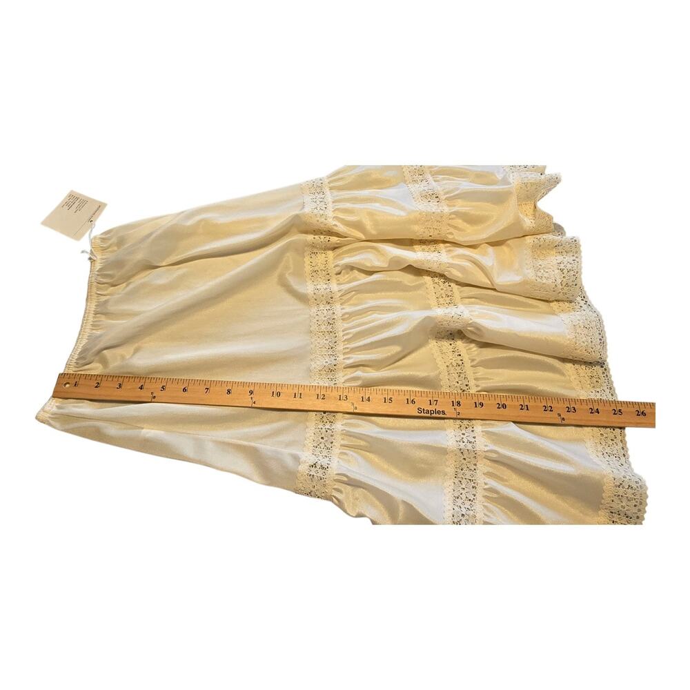 Vintage Morning Star Womens Skirt Slip Small Beige Tiered Lace Elastic Waist NWT - Picture 7 of 7